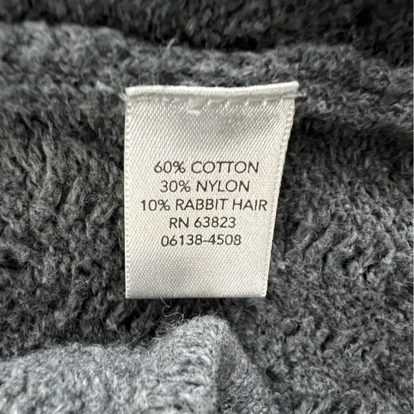 Rabbit Hair Blend Cocoon Chevron Knit Boho Open Front Cardigan Sweater - Picture 12 of 12